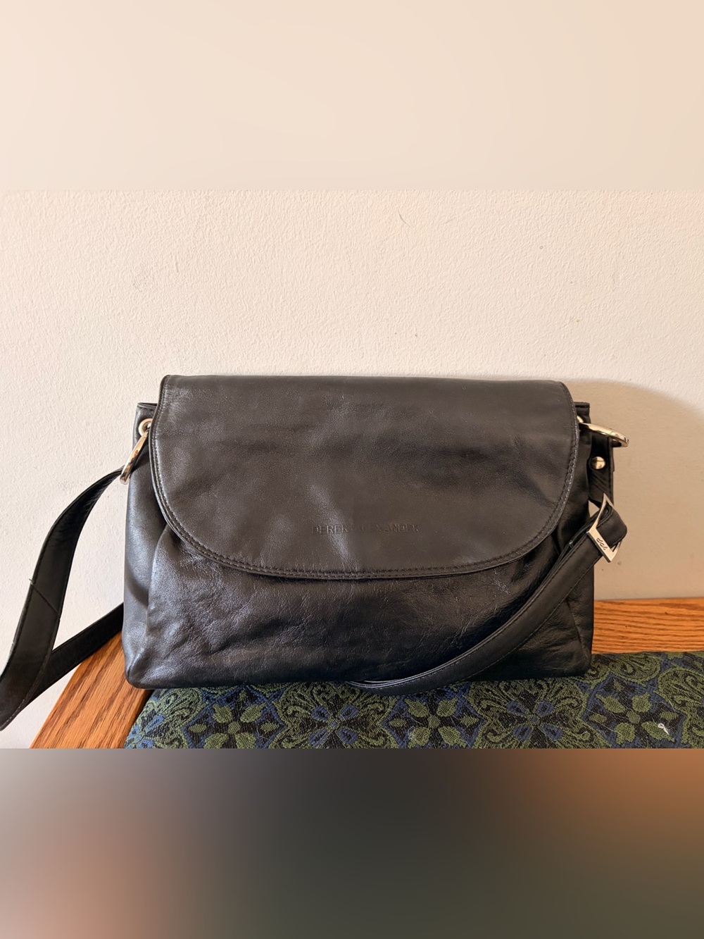 Derek Alexander Black Leather Shoulder Bag